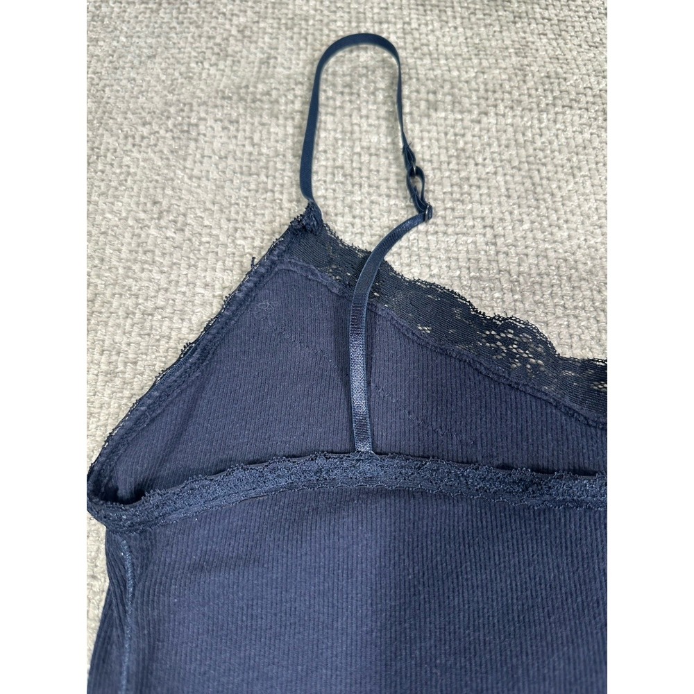 Aeropostale Cami Womens XL Blue Ribbed Lace Trim Tank Top Festival Y2K Preppy - Picture 9 of 10